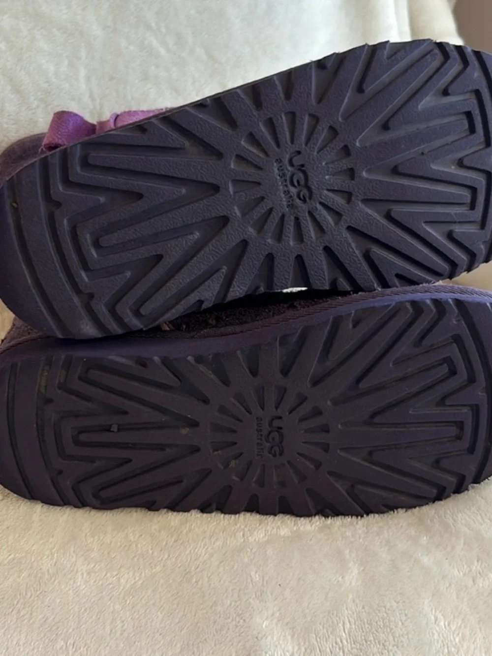 UGG Purple Suede Shearling Bow Short Boots